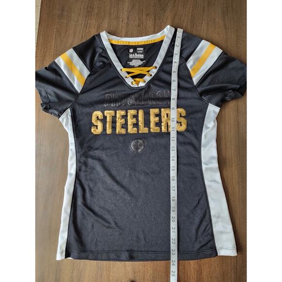 Pittsburgh Steelers NFL Team Apparel 1st & Fashion Women's Sequined Shirt Size S - Picture 6 of 8